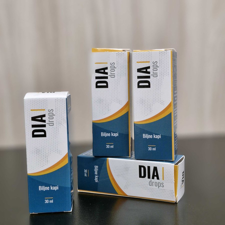 DIA drops — bočica biljnih kapi i kutija