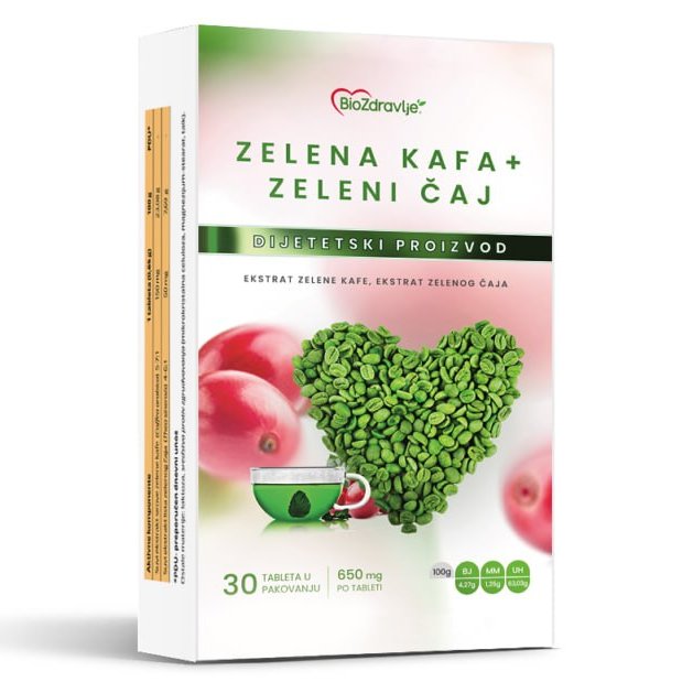 Zelena kafa + zeleni čaj — kutija sa 30 tableta