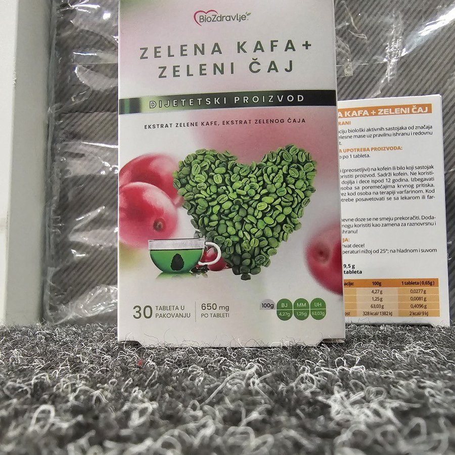 Zelena kafa + zeleni čaj — kutija sa 30 tableta